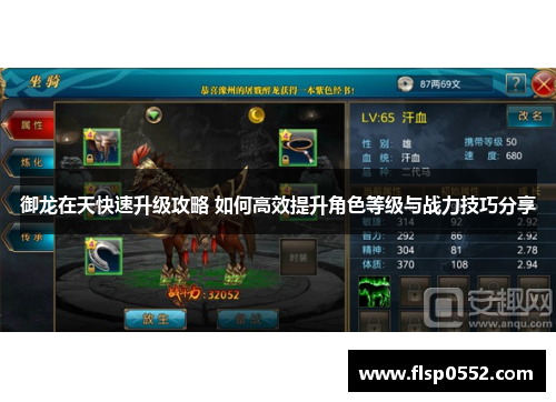 御龙在天快速升级攻略 如何高效提升角色等级与战力技巧分享
